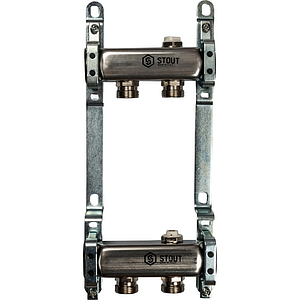 Коллекторная группа STOUT - 1' на 2 контура 3/4' (нерж.сталь, для радиаторной разводки)