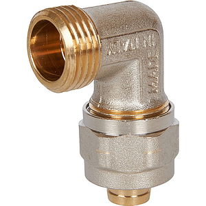 Переход на наружную резьбу угловой STOUT - 16 x 1/2' (винтовой, для металлопластиковых труб, 2шт)