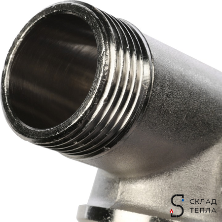 Отвод 90° латунный резьбовой равнопроходный STOUT (НР/ВР) - 3/4" (никелированный). Вид 9.