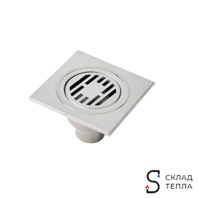 Трап из нержавеющей стали TIM с вертикальным выпуском 10х10см. Вид 1.