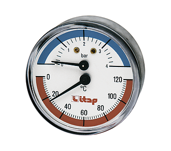 Термоманометр аксиальный ITAP 485 - 1/2' (D-63 мм, шкала 0-4 бар / 0-120 °C)