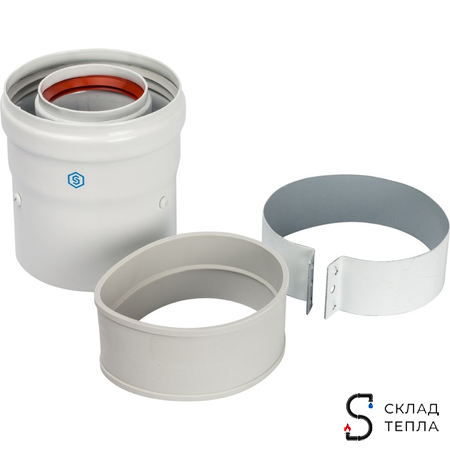 Адаптер для котла вертикальный для коаксиального дымохода STOUT D60/100 мм (для Baxi, Viessmann). Вид 1.
