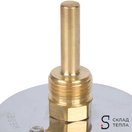 Термометр аксиальный РОСМА - 1/2" (D80 мм, шкала 0-120°C, с погружной гильзой 46 мм). Вид 5.