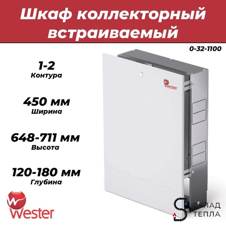 Шкаф распределительный встроенный Wester - (ШРВ1) 1-2 выхода 450X120-180X648-711. Вид 1.