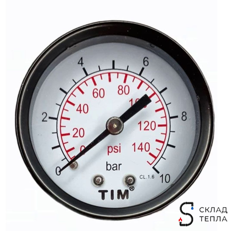 Манометр аксиальный Tim 1/4"- 10 бар. Вид 3.