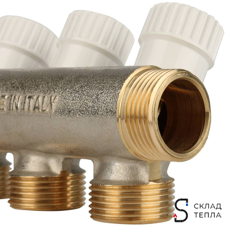 Коллектор регулирующий STOUT- 3/4" (НР/ВР) на 3 контура 3/4" (EK). Вид 7.