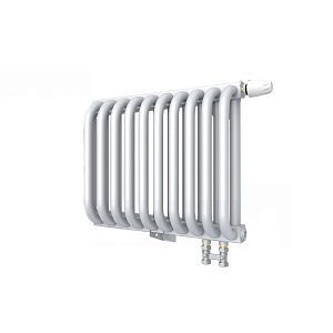 Радиатор 2 трубчатый Rommer Ventil 300 - 9 секций (нижнее подключение, цвет белый RAL9016)