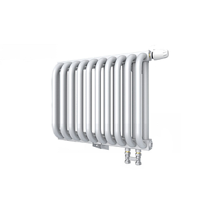 Радиатор 2 трубчатый Rommer Ventil 300 - 9 секций (нижнее подключение, цвет белый RAL9016)