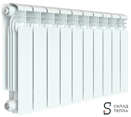 Радиатор алюминиевый Rifar Alum Ventil 350 - 10 секций (подключение нижнее слева). Вид 1.