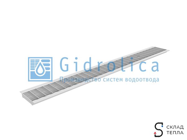 Решетка ячеистая стальная оцинкованная DN100 Gidrolica 1000х136 мм. Вид 3.