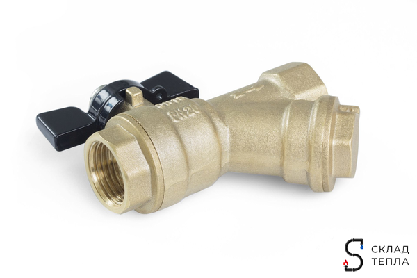 Кран с фильтром TIM - 1" (ВР/ВР, ручка бабочка, сетка 400 мкр.). Вид 5.