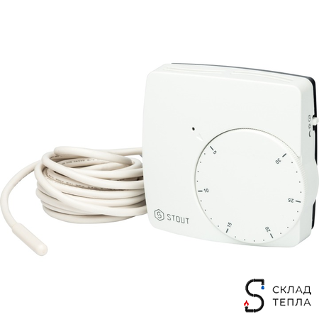 Комнатный проводной термостат STOUT WFHT-DUAL (с датчиком "в пол" L-3 м). Вид 2.