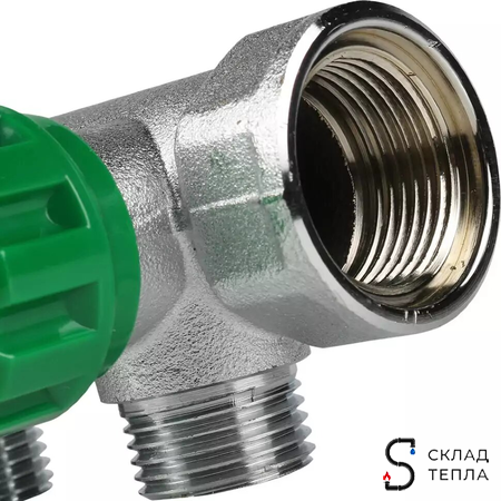 Коллектор FAR MULTIFAR 3822 - 1"(НР/ВР) на 3 контура 1/2"(плоское упл.). Вид 5.