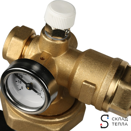Насосно-смесительный узел STOUT - 1" (с термостатическим клапаном 20-43°C и насосом)*. Вид 11.