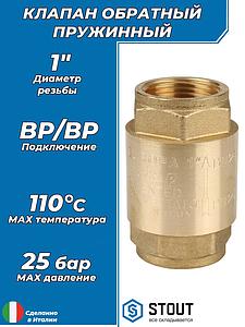 Клапан обратный STOUT - 1' (ВР/ВР, затвор металлический)