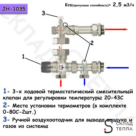 Насосно-смесительный узел JH-1035. Вид 3.