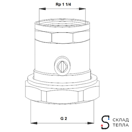 Трубное присоединение для насосов Grundfos, комплект G2" × Rp1"1/4, латунь. Вид 1.