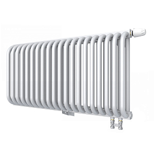 Радиатор 2 трубчатый Rommer Ventil 300 - 20 секций (нижнее подключение, цвет белый RAL9016)