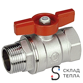 Кран шаровой Giacomini R254D - 1/4" (ВР/НР, PN42, Tmax 185°С, ручка-бабочка красная). Вид 1.