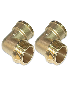 Отвод 90° латунный резьбовой равнопроходный TIM (НР/ВР) - 1' (2шт.)