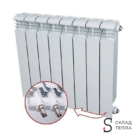 Радиатор алюминиевый Rifar Alum Ventil 500 - 9 секций (подключение нижнее справа). Вид 2.