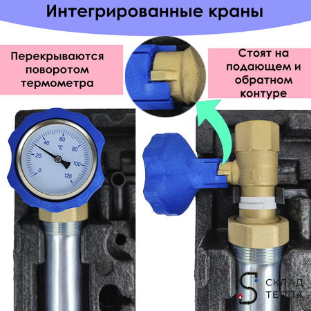 Насосная группа Zeissler с трехходовым смесительным клапаном 1" (без насоса). Вид 5.
