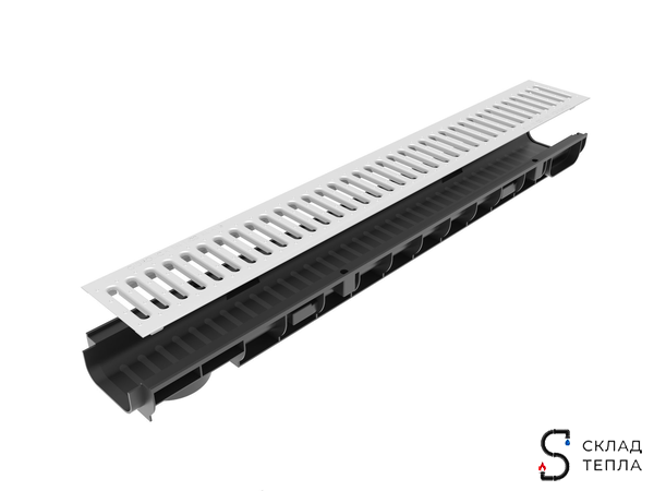 Решетка штампованная стальная нержавеющая DN100 Gidrolica 1000х136 мм. Вид 4.