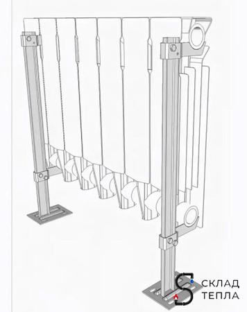 Кронштейн напольный SMART для секционных радиаторов высотой 200 - 600 мм (2шт). Вид 8.