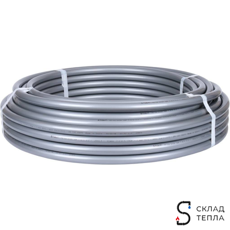 Труба из сшитого полиэтилена STOUT - 25x3,5 (PE-Xa/EVOH, PN10, Tmax 95°C, цвет серый) отрезок 30м. Вид 2.