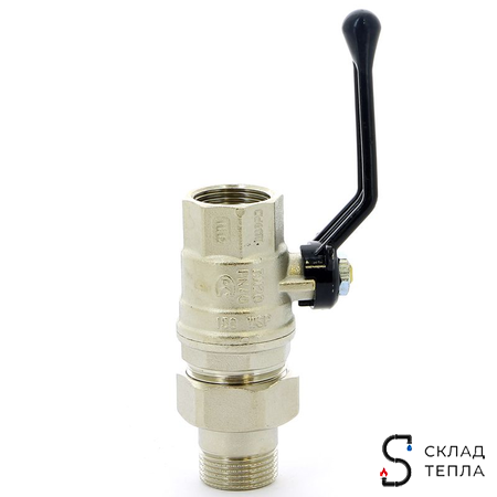 Кран шаровой полнопроходной Bugatti Oregon 320 - 1 1/4" (ВР/НГ, PN25, ручка-рычаг черная). Вид 3.