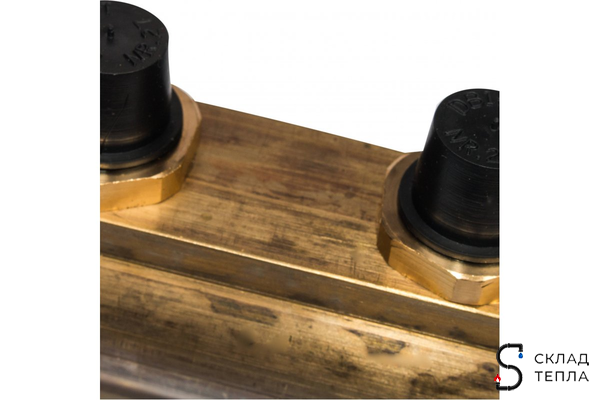 Коллекторная группа WATTS HKV - 1"ВР/ВР на 7 контуров 3/4"EK (с вентилями, латунь). Вид 5.