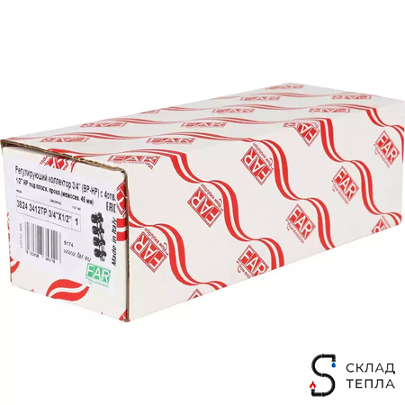 Коллектор FAR MULTIFAR 3824 - 1"(НР/ВР) на 4 контура 1/2"(EK). Вид 12.
