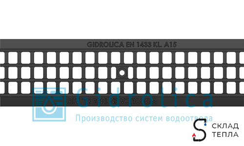 Решетка ячеистая пластиковая для лотка DN100 Gidrolica 500х138 мм. Вид 2.