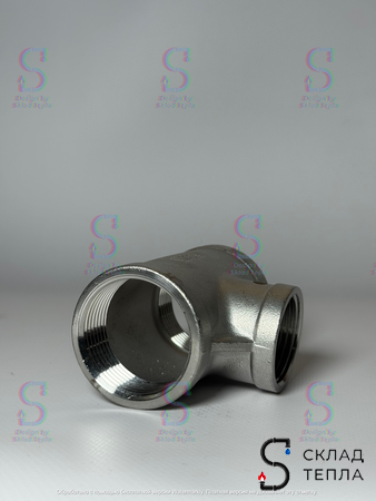 Тройник  резьбовой переходной из нержавеющей стали Benarmo (ВР) - 2" x 1 1/2" x 2". Вид 7.