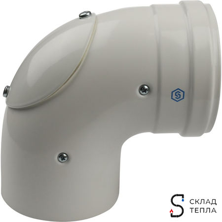 Отвод 90° с инспекционным окном для коаксиального дымохода STOUT D60/100 мм (для конденсац. котла). Вид 3.