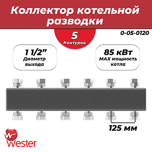 Стальной распределительный коллектор Wester в теплоизоляции DN 25 (5)