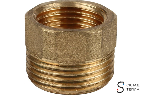 Сгон прямой латунный ITAP 151 - 1/2" (ВР/НР, с плоской прокладкой). Вид 5.