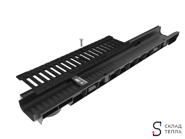 Лоток водоотводный пластиковый Gidrolica DN100 1000х145х60 мм. Вид 4.