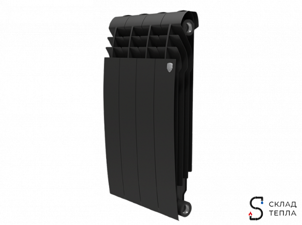 Радиатор биметаллический Royal Thermo BiLiner 350 Noir Sable (Чёрный) - 4 секций. Вид 1.