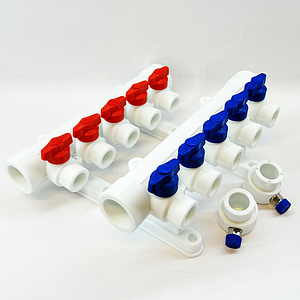 Коллекторная группа VALFEX 32х20 - 5 контуров (для полипропиленовых труб под пайку, цвет белый)