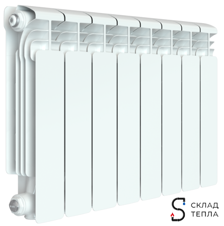 Радиатор алюминиевый Rifar Alum Ventil 500 - 8 секций (подключение нижнее слева). Вид 2.