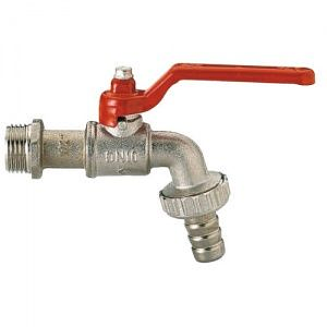 Кран сливной водоразборный ITAP 166 - 3/4' (НР/Штуцер, PN15, Tmax 80°С, ручка-рычаг красная)