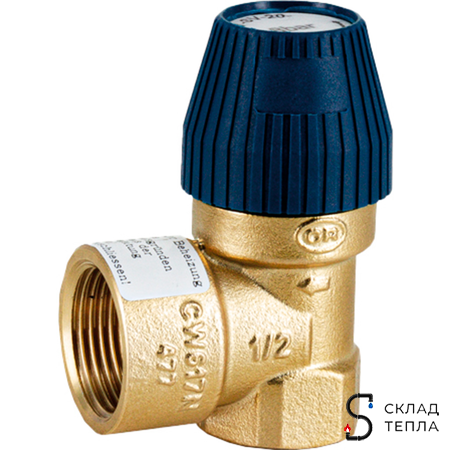 Клапан предохранительный STOUT - 1/2" х 3/4" (ВР/ВР, Рн 10 бар, для систем водоснабжения, OR). Вид 1.
