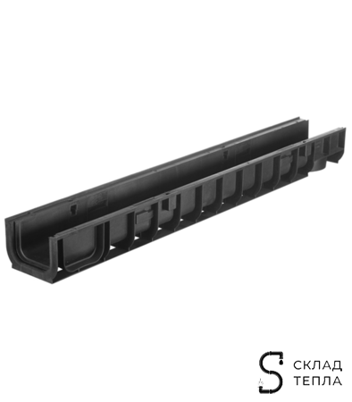 Лоток водоотводный пластиковый Gidrolica DN100 1000х145х100 мм. Вид 1.