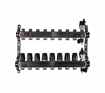 Коллекторная группа TIM 1' на 8 контуров 3/4' (нерж. сталь, с вентилями)