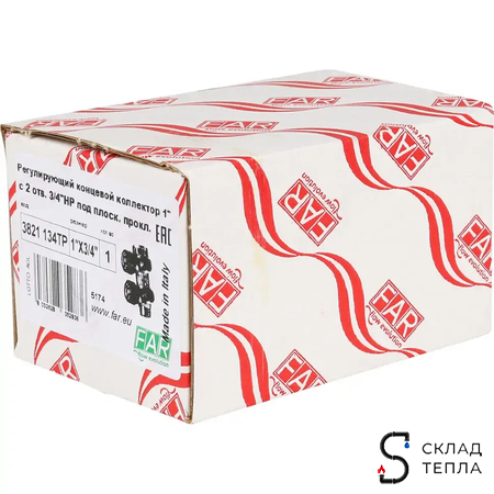 Коллектор FAR MULTIFAR 3821 - 3/4"(НР/ВР) на 2 контура 1/2"(EK). Вид 12.