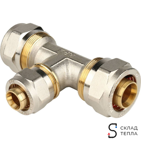 Тройник переходной STOUT - 26 x 20 x 26 (винтовой, для металлопластиковых труб). Вид 1.