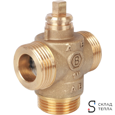 Компактный 3-ходовой зональный клапан STOUT с сервоприводом 230V (кабель 1м. НР 1", Kv 8). Вид 4.