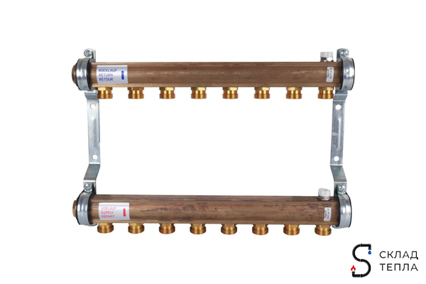 Коллекторная группа WATTS HKV/A - 1"ВР/ВР на 8 контуров 3/4"EK (латунь). Вид 1.
