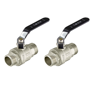 Кран шаровой полнопроходной TIM - 1/2' (НР/НР, PN50, ручка-рычаг черная, 2шт)